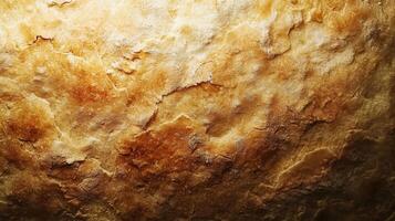 Baked bread crust, close-up surface, uniform texture background photo