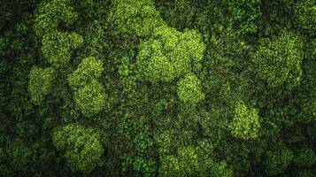 Textured surface with moss as background, top view. Green moss texture photo