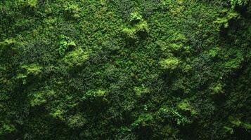 Textured surface with moss as background, top view. Green moss texture photo