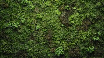 Textured surface with moss as background, top view. Green moss texture photo