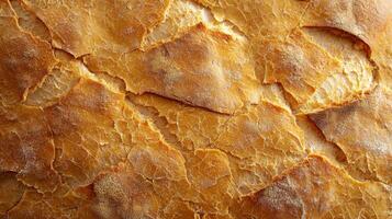 Baked bread crust, close-up surface, uniform texture background photo