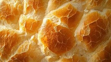 Baked bread crust, close-up surface, uniform texture background photo