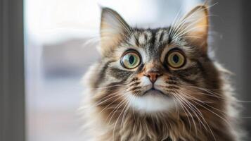 Funny cat expression caught on camera. A beautiful portrait of a cat photo
