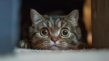 Funny cat expression caught on camera. A beautiful portrait of a cat photo