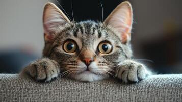 Funny cat expression caught on camera. A beautiful portrait of a cat photo