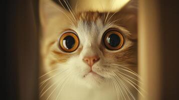 Funny cat expression caught on camera. A beautiful portrait of a cat photo