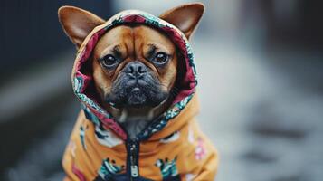Dog in silly outfit. A dog wearing a funny costume or hat photo
