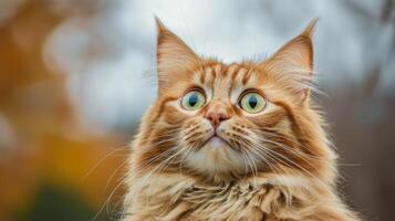 Funny cat expression caught on camera. A beautiful portrait of a cat photo