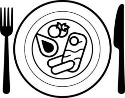 A plate with food and a knife and fork vector