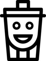 A black and white image of a trash can vector