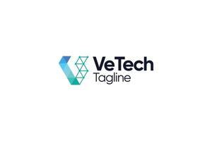 Logo v technology abstract design vector