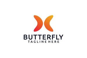 Orange gradient butterfly logo design vector