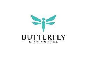 Butterfly dragonfly simple minimal logo design vector