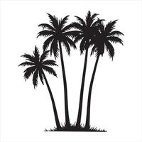 Elegant Palm Tree Silhouettes with White Background vector