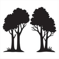 Silhouettes of Two Trees on a White Background vector