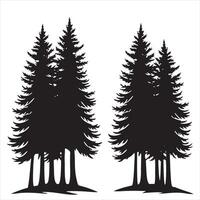 Two trees silhouettes on a white background vector