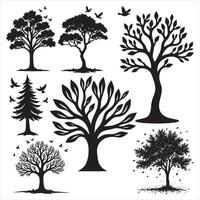 Black Tree Silhouette Collection on a White Background vector