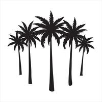 Palm trees silhouette on white background vector