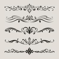 Black color elegant intricate design ornate elements decorative, swirls, frames, dividers, borders vector