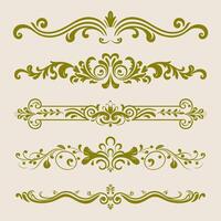 Chartreuse color beautiful intricate design ornate elements decorative, swirls, borders vector