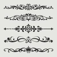Black color classic intricate design ornate elements decorative, swirls, frames, dividers, borders vector