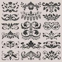 Black and white scrolls and swirls define ornamental patterns. vector