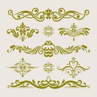 Chartreuse color elegant intricate design ornate elements decorative, swirls, dividers, borders vector