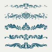 Cerulean color elegant intricate design ornate elements decorative, swirls, dividers, borders vector