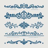 Blue color vintage intricate design ornate elements decorative, swirls, frames, frames, borders vector
