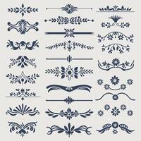 Beautiful Cerulean color ornate design elements, decorative borders, dividers, geometric motif vector