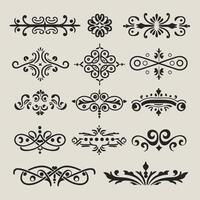 Black color vintage intricate design ornate elements decorative, swirls, frames, frames, borders vector