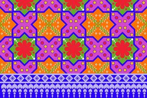 Seamless pattern of ikat, ethnic, geometric shape, ornate, aztec, motif, tribal, boho, ethnic, native repetation illutrator for fabric and textile or carpet. Traditional paint tiled pattern. vector