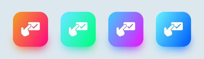 Confirm solid icon in square gradient colors. Approved signs illustration. vector