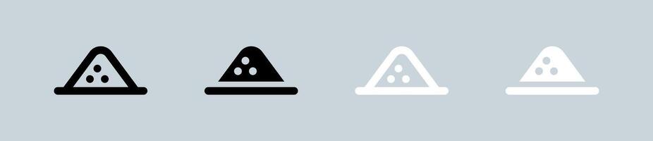 Powder icon set in black and white. Mineral signs illustration. vector