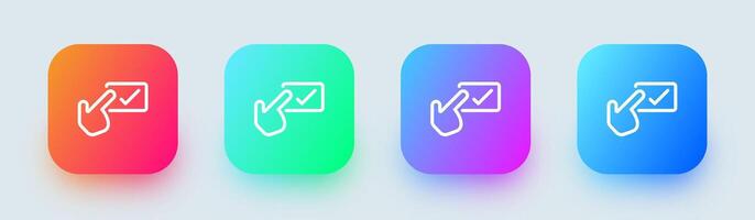 Confirm line icon in square gradient colors. Approved signs illustration. vector