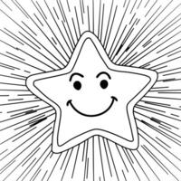 A smiling star with rays coming out of it vector