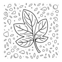 A leaf coloring page with leaves and dots vector