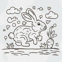 A drawing of a rabbit running through the grass vector
