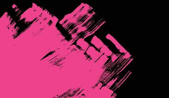 Pink on black paint brush strokes texture. Abstract painting background template copy space. For poster, banner, or landing page. vector