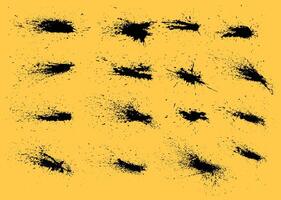Black paint splatter element set. Abstract ink splashes design bundle. Suitable for artistic illustration. vector