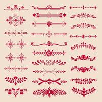 Set of vintage floral design elements vector