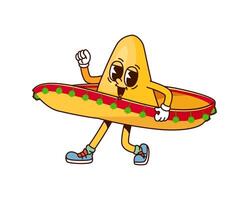 Funny groovy sombrero hat character strutting vector
