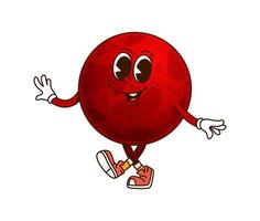 Mars red planet solar system groovy character vector