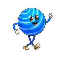 Neptune solar system groovy planet character vector