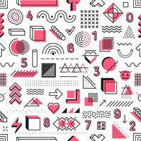 Abstract Memphis geometric shapes seamless pattern vector