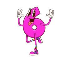 Math number six groovy character with pink color vector