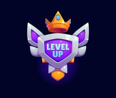 Level up game reward, rate icon with silver shield vector