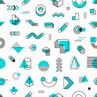 Blue geometric Memphis shape seamless pattern vector