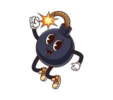Groovy bomb character with lit sparking fuse vector