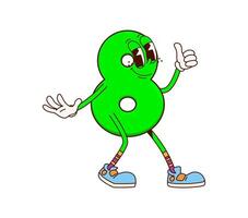 math number eight cartoon groovy character smiles vector